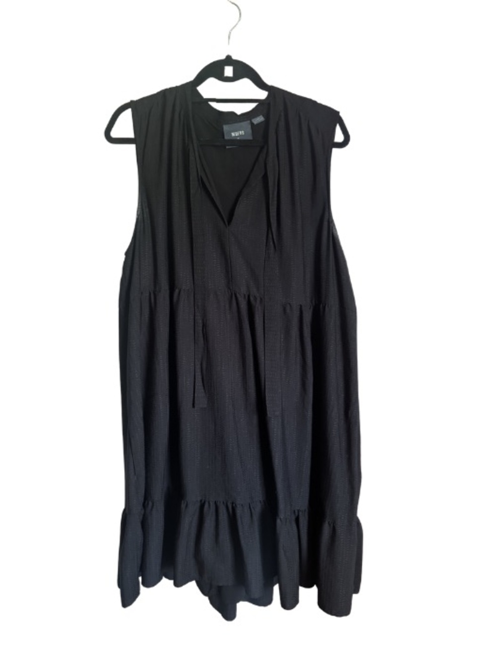 Anthropologie Black Sleeveless Tiered V-Neck Midi Dress